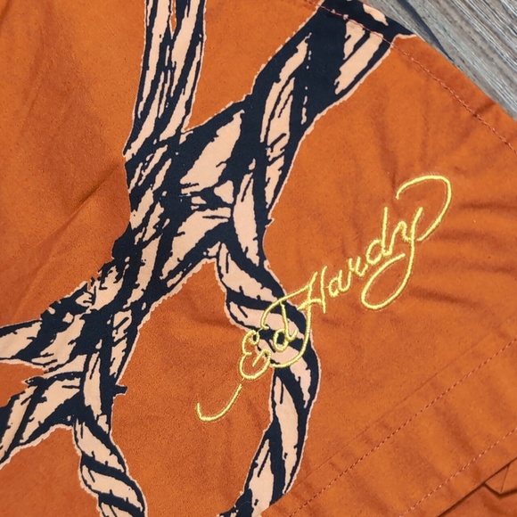 *NWT* Y2K Ed Hardy Punk Skulls & Rope Long Sleeve Button Down Size XXL Orange - Picture 4 of 14